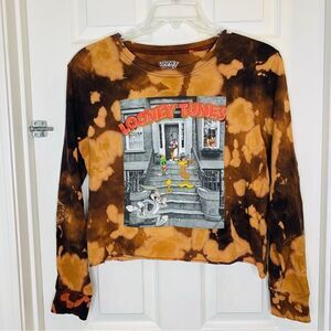 Looney Tunes Crop Tie-Dyed Long Sleeve Top Size Large